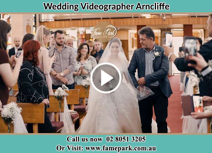 Bride and her father walking in the aisle Arncliffe NSW 2205